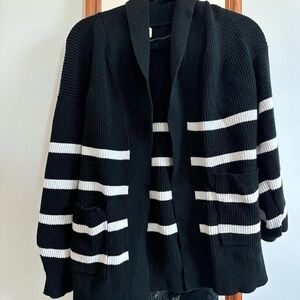 a new day Black and White Striped Cardigan